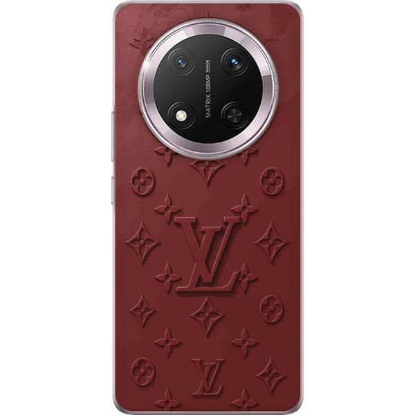 Kompatibelt Mobildeksel til Honor Magic7 Lite Luksuriøst Louis Vuitton-inspirert monogram i mørkerøde toner rød