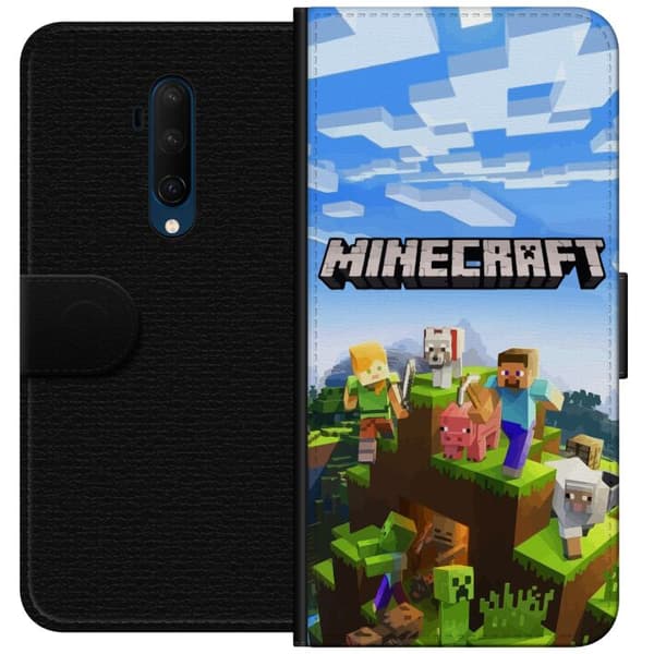 Kompatibelt Plånboksfodral till OnePlus 7T Pro Minecraft Creeper block pixel retro gaming