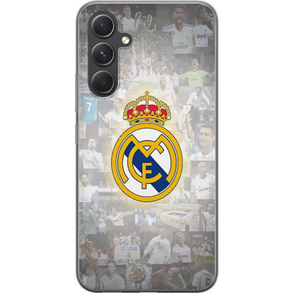 Samsung Galaxy S24 FE Läpinäkyvä kuori Real Madrid -emblem Jalkapallokerho Tunnuksella Valkoinen Kulta Design Mestarien Liiga Mestari La Liga Fanit