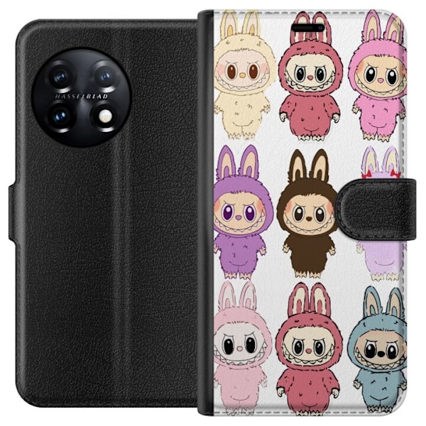OnePlus 11R Plånboksfodral Labubu Pink Monster – Popkonst med Kawaii-touch