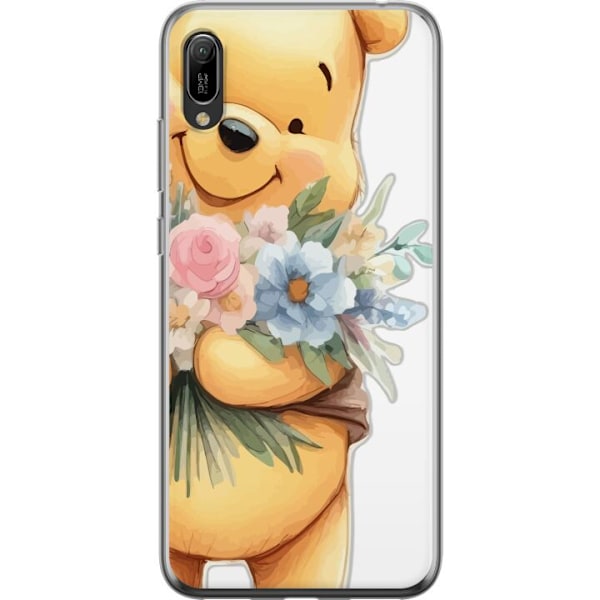 Huawei Y6 Pro (2019) Gennemsigtig cover Nalle Puh med blomster