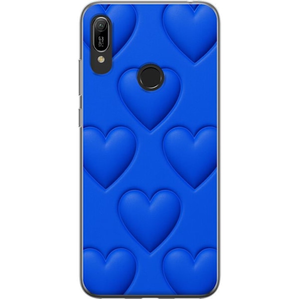 Huawei Y6 (2019) Gjennomsiktig deksel Blå Hjerter