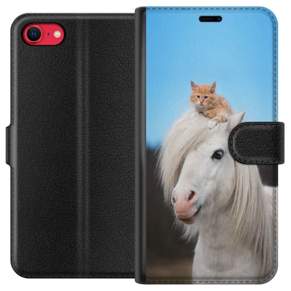 Kompatibel Tegnebogsetui til Apple iPhone 7 Hest & Kat