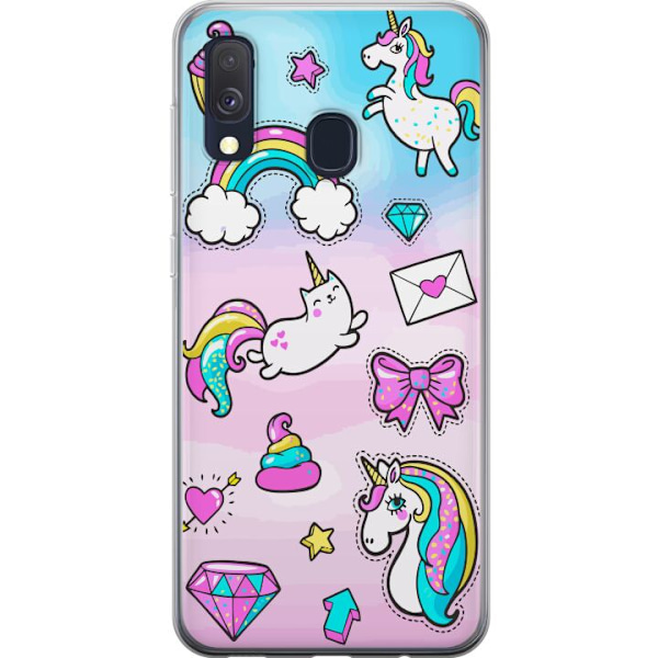 Samsung Galaxy A40 Läpinäkyvä kuori Unicorn