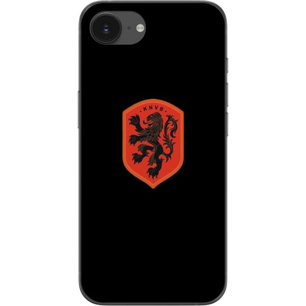 Kompatibel Mobilcover til Apple iPhone 16e Orange skjold med sort heraldisk løve mod sort baggrund sort