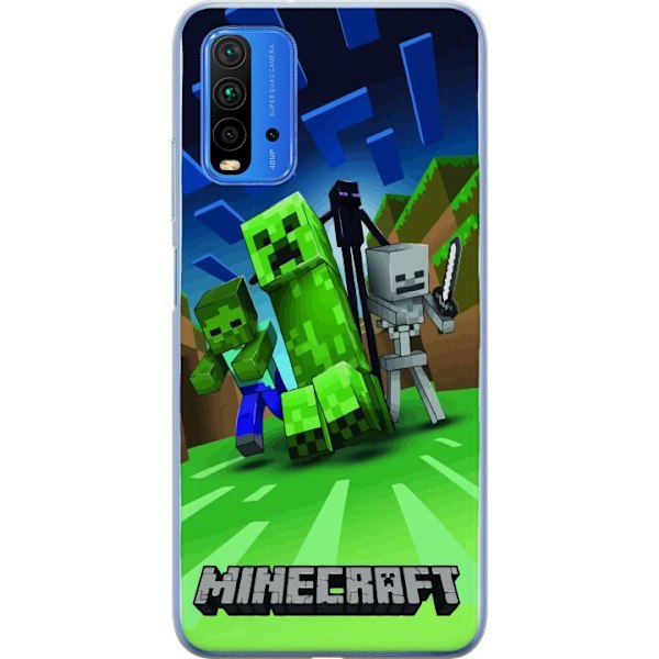 Xiaomi Redmi Note 9 4G Läpinäkyvä kuori Minecraft Creeper mobilskal i klassisk grön pixelstil