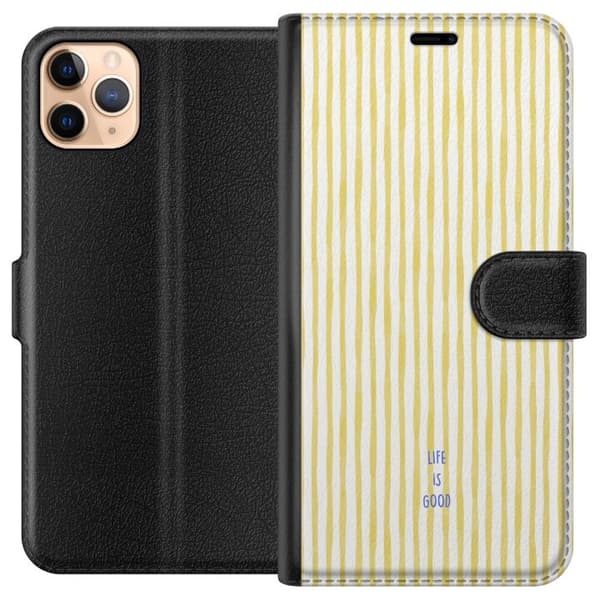 Kompatibel Tegnebogsetui til Apple iPhone 11 Pro Max Life Is Good gul