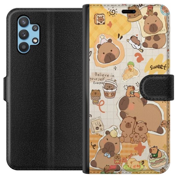Samsung Galaxy A32 5G Plånboksfodral Kawaii capybara mobilskal med gulliga djurmotiv
