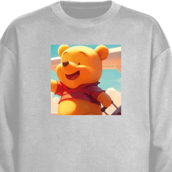 Sweatshirt til Voksne | Klassisk Collegebluse Nalle Puh Rejser grå L