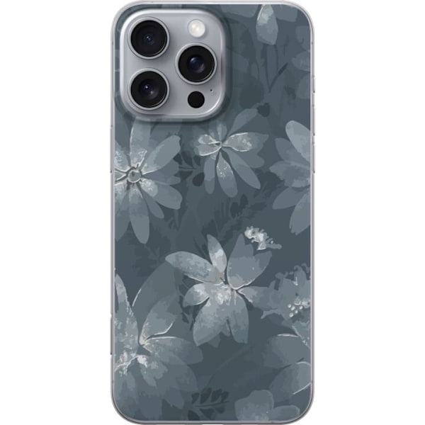 Apple iPhone 16 Pro Max Gennemsigtig cover Blomster Grå / Bl