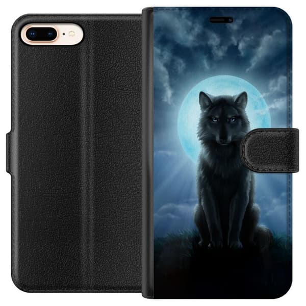 Kompatibelt Plånboksfodral till Apple iPhone 8 Plus Wolf in the Dark