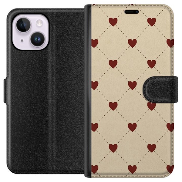 Apple iPhone 15 Plus Tegnebogsetui Hjertegitter