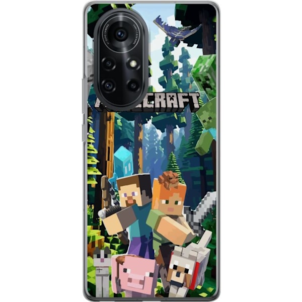 Huawei nova 8 Pro Genomskinligt Skal Minecraft mobilskal med skog och figurer i pixelstil