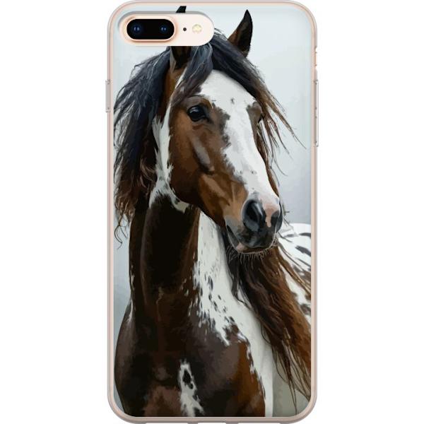 Apple iPhone 7 Plus Genomskinligt Skal Häst Djurmotiv Grafisk Design Natur Kraftfullt Motiv Populär Väggkonst Djurtema Ridning