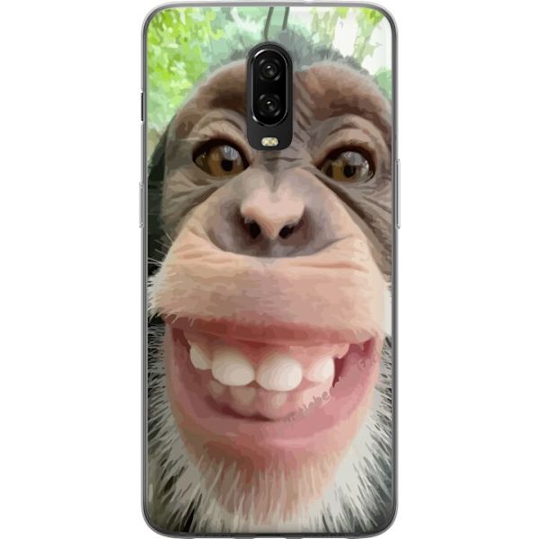 OnePlus 6T Läpinäkyvä kuori Simpanssi Selfie Rauhallinen Graafinen Suunnittelu Apinan Aihe Suosittu Urban Art Tyyli