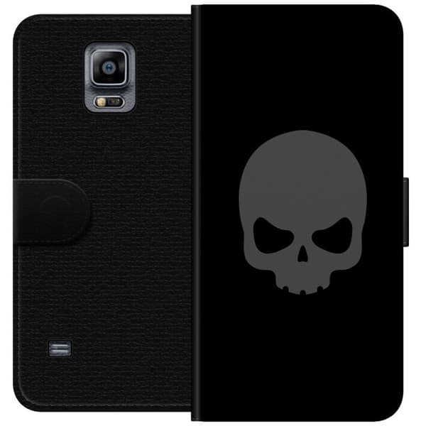 Kompatibel Tegnebogsetui til Samsung Galaxy Note 4 Enkel dødningehoved i grå tone mod sort baggrund, elegant og moderne design