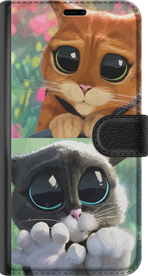 Kompatibel Tegnebogsetui til Xiaomi 12 Orange og sort-hvid tegnet killing blandt blomster og grønne blade grøn