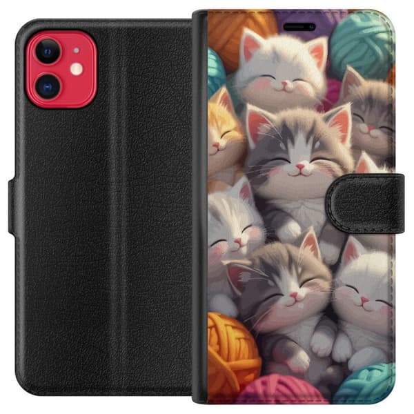 Kompatibel Tegnebogsetui til Apple iPhone 11 Sovande kattungar beige