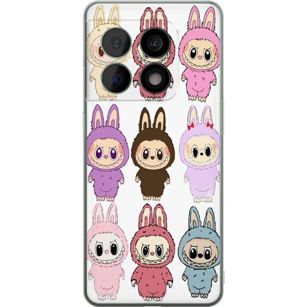 OnePlus 10 Pro Genomskinligt Skal Labubu Pink Monster – Popkonst med Kawaii-touch