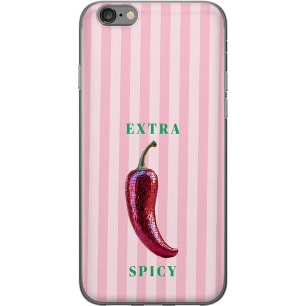 Kompatibelt Mobildeksel til Apple iPhone 6s Glittrig chili med Extra Spicy-text rosa