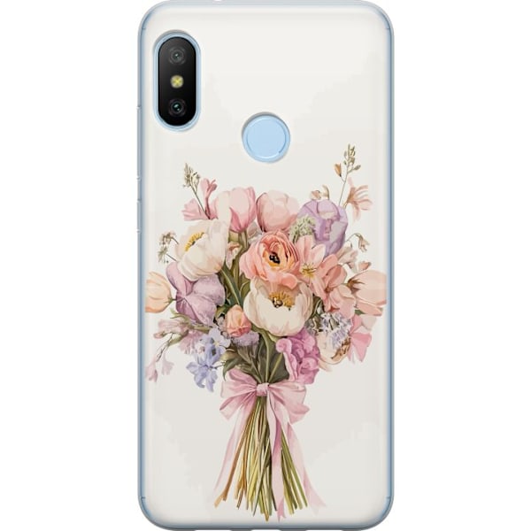 Xiaomi Mi A2 Lite Läpinäkyvä kuori Kännykkäkuori värikkäällä kukkakimpulla romanttisessa tyylissä
