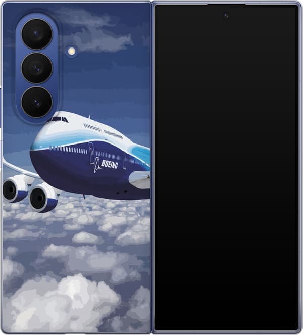 Kompatibelt Mobildeksel til Samsung Galaxy Z Fold8 Ultra Blåhvitt passasjerfly over skyer under en blå himmel blå