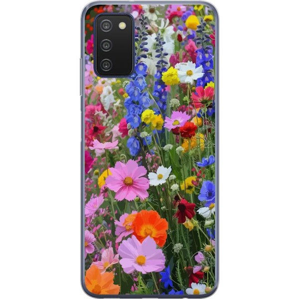 Samsung Galaxy A03s Genomskinligt Skal Blommigt mobilskal med somrig äng och naturmotiv