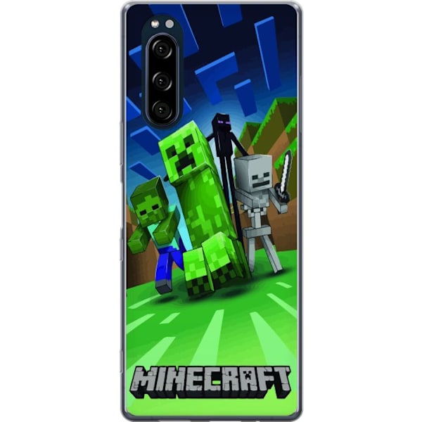 Sony Xperia 5 Läpinäkyvä kuori Minecraft Creeper mobilskal i klassisk grön pixelstil