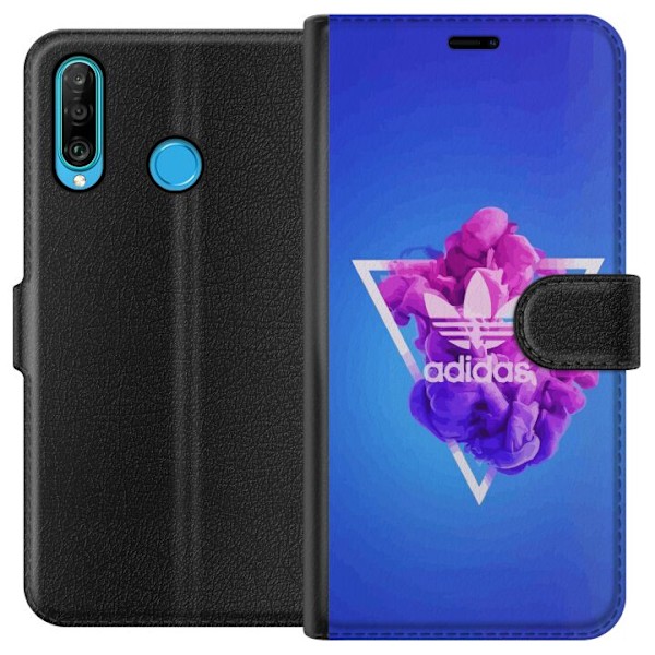 Huawei P30 lite Plånboksfodral Adidas-inspirerad blå design