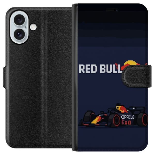 Kompatibel Tegnebogsetui til Apple iPhone 16 Plus Pixelracer i retrostil sort