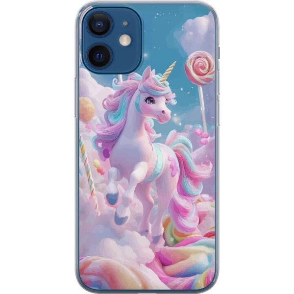 Apple iPhone 12 mini Läpinäkyvä kuori Yksisarvinen Candy Pastel Kawaii Suunnittelu Söpö Suosittu Väri Graafinen Trendi Lapsen Teema Fantasia Tai