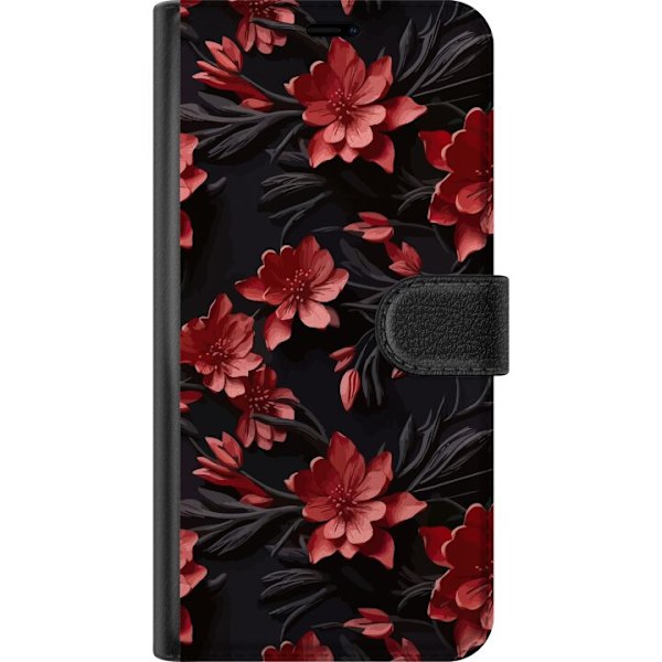 Apple iPhone 16 Tegnebogsetui Røde blomster