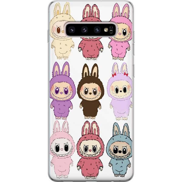 Samsung Galaxy S10+ Gjennomsiktig deksel Labubu Pink Monster -
