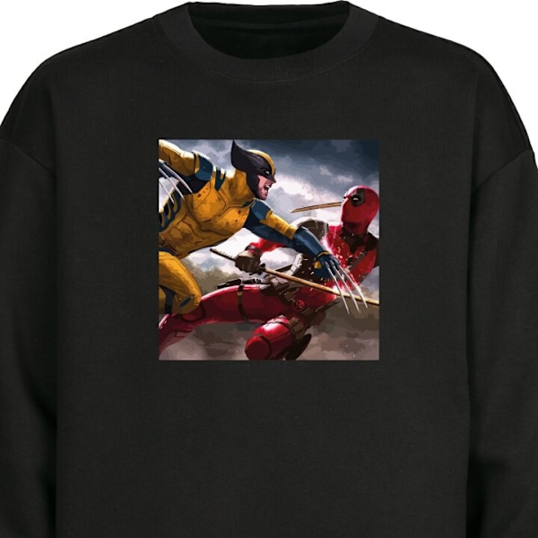 Sweatshirt til Voksne | Klassisk Collegebluse Wolverine Deadpo sort L