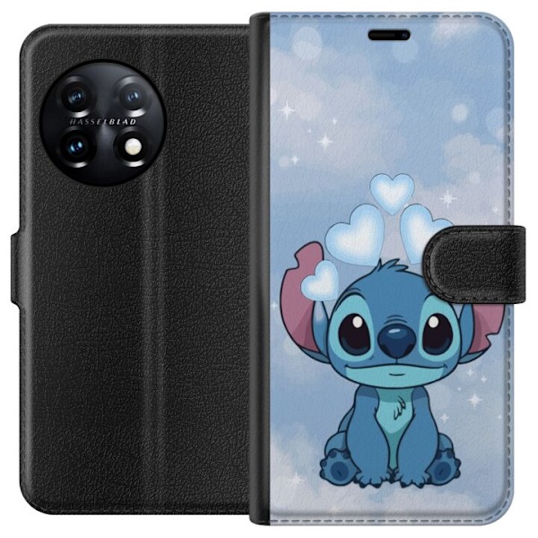 OnePlus 11 Lompakkokotelo Stitch Hyppäävä Ilo - Hauska Suun