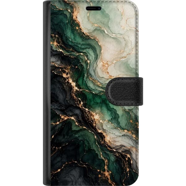 Kompatibel Tegnebogsetui til Apple iPhone 16 Pro Max Smaragdmarmor grøn