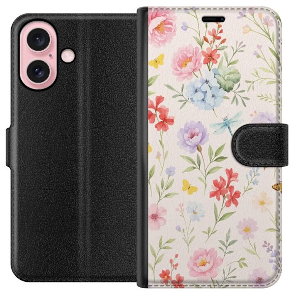 Apple iPhone 16 Plånboksfodral Blommor