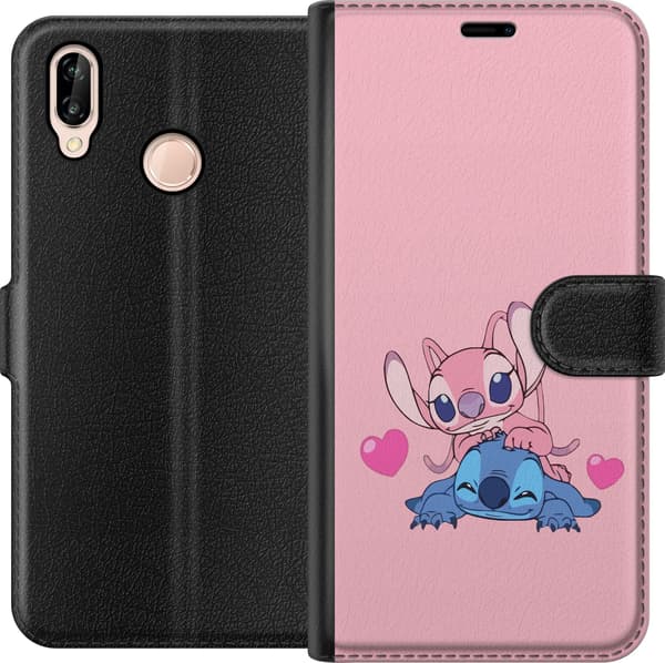 Kompatibel Tegnebogsetui til Huawei P20 lite Valentins Dag Stitch