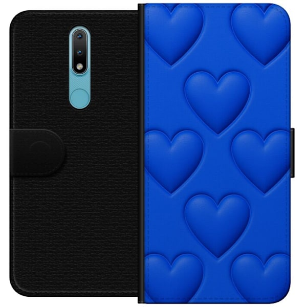 Nokia 2.4 Lommeboketui Blå Hjerter