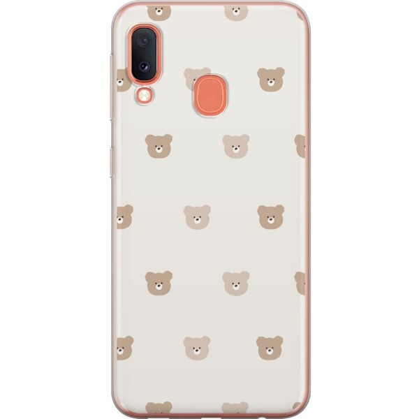 Samsung Galaxy A20e Läpinäkyvä kuori Teddy-tausta - söpöt teddykarhut pehmeällä taustalla