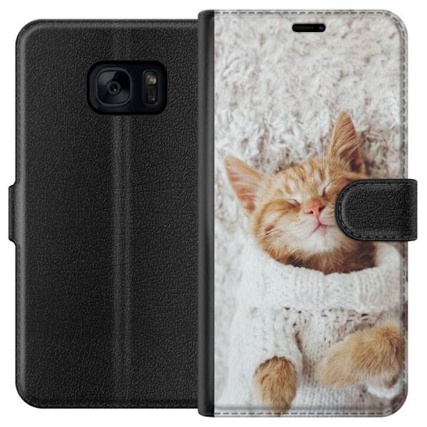 Samsung Galaxy S7 Lompakkokotelo Kitten Neule