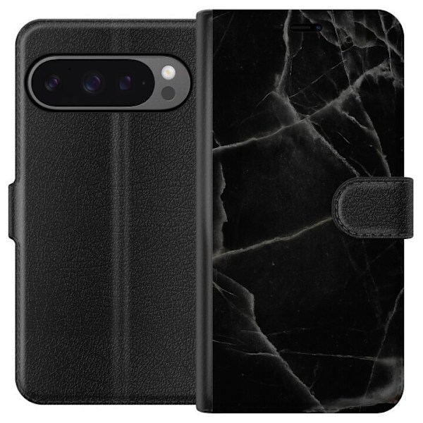 Google Pixel 9 Pro XL Lompakkokotelo Musta marmori