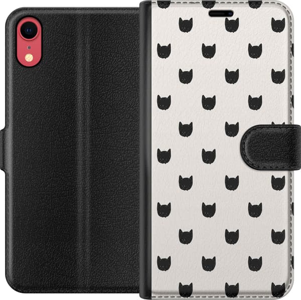 Kompatibelt Lommeboketui til Apple iPhone XR Beige kattgrafikk beige