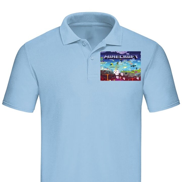 Poloshirt til Voksen | Elegant Poloshirt Minecraft Lyseblå Stor