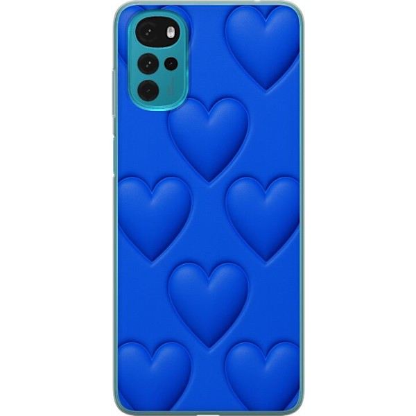 Motorola Moto G22 Gennemsigtig cover Blå Hjerter