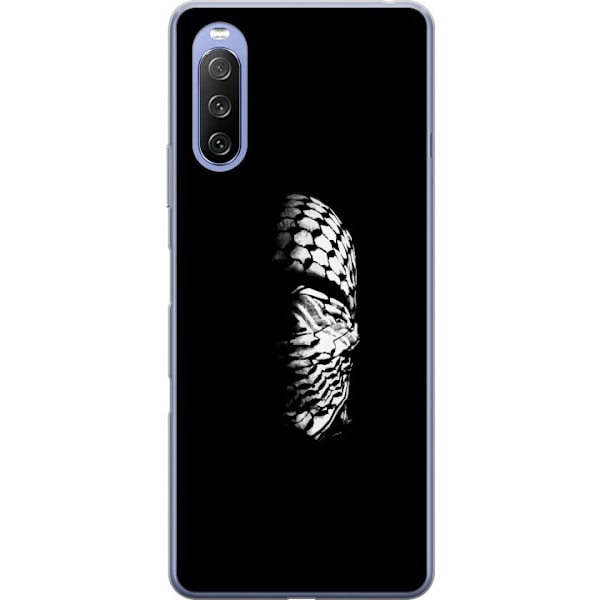 Sony Xperia 10 III Läpinäkyvä kuori Keffiyeh-kuviointi - klassinen palestiinalainen mustavalkoinen shaali, jolla on kulttuurinen merkitys