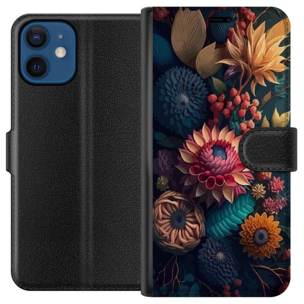 Kompatibel Tegnebogsetui til Apple iPhone 12 mini Blommor