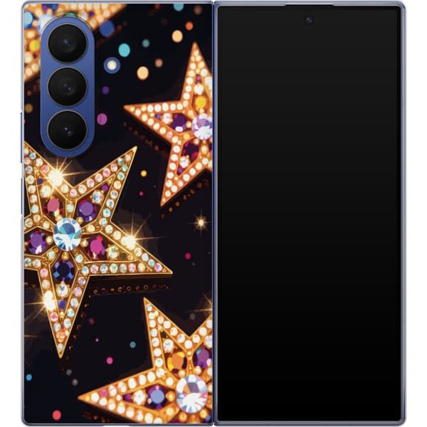 Kompatibel Mobilcover til Samsung Galaxy Z Fold7 Stjerner med farvede lyspunkter - stjernemønster på sort baggrund sort