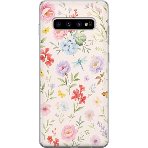 Samsung Galaxy S10+ Genomskinligt Skal Blommor