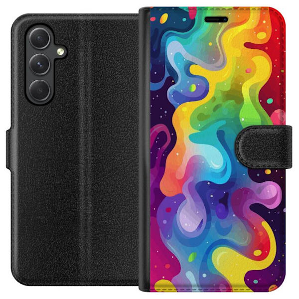 Samsung Galaxy A05s Plånboksfodral Color Splash Abstrakt Konst Design Färgstarkt Mönster Modern Populär Väggkonst Grafiskt Trend
